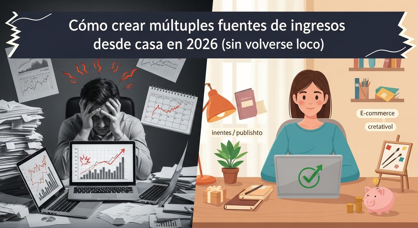 Cómo crear múltiples fuentes de ingresos desde casa en 2026 (sin volverte loco)